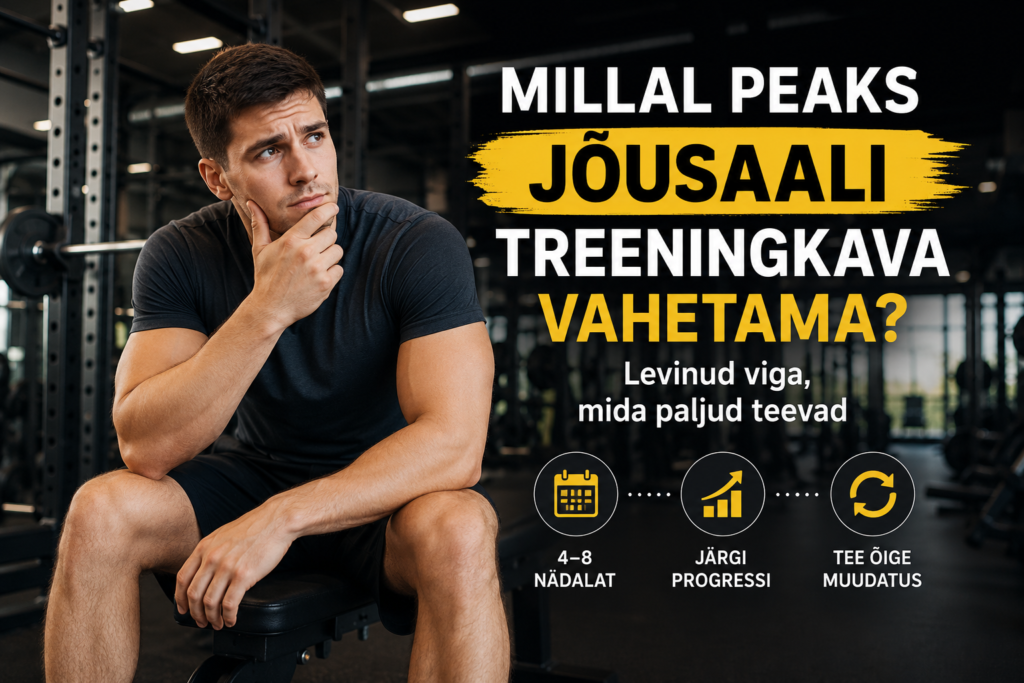 Millal peaks jõusaali treeningkava vahetama – algaja jõusaalis mõtleb, kas on aeg treeningplaani muuta.